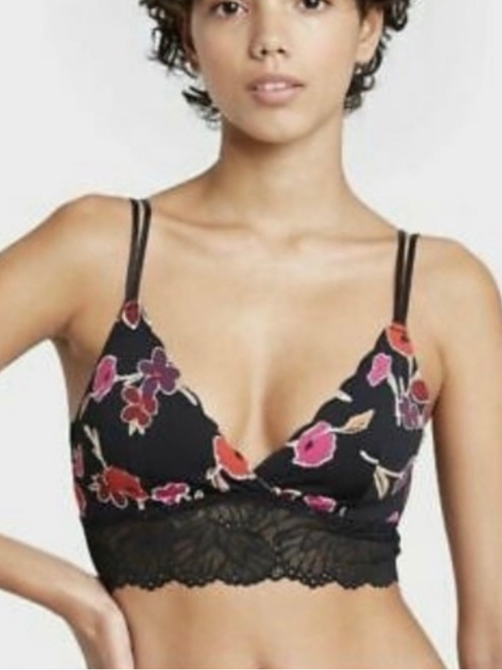 Auden Unlined Floral Lace Trim Bralette - XL